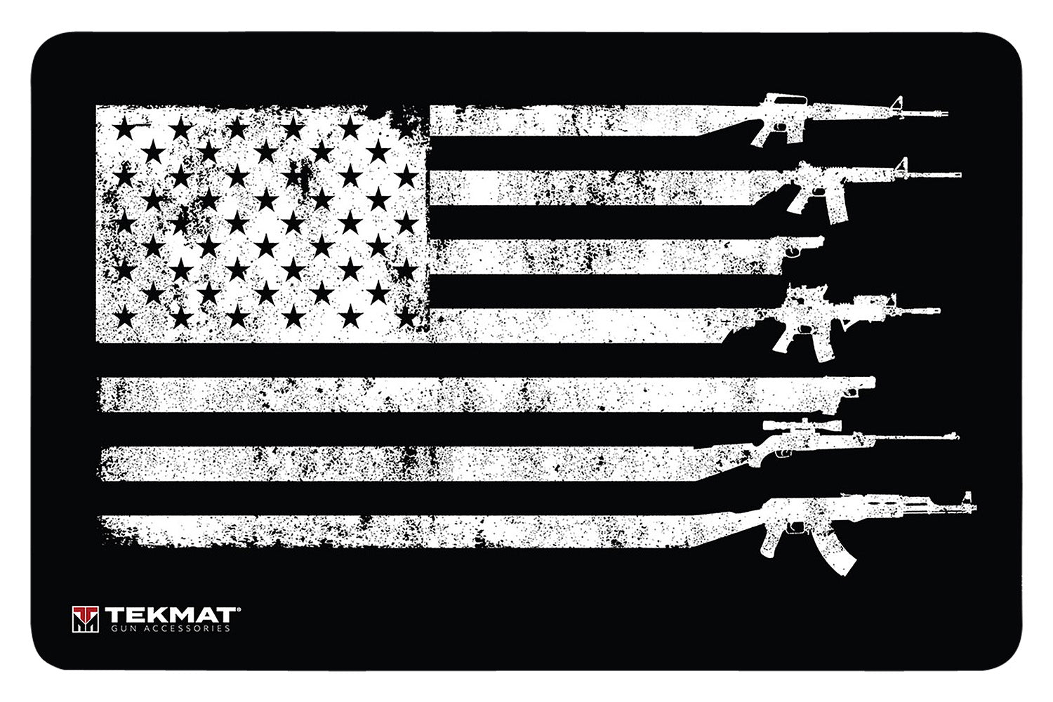 TekMat USA Flag and Guns Decorative Rubber Door Mat 25x42 Inch