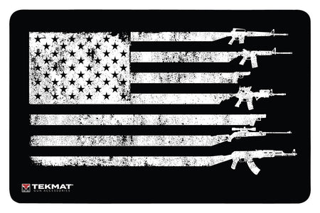 TekMat USA Flag and Guns Decorative Rubber Door Mat 25x42 Inch