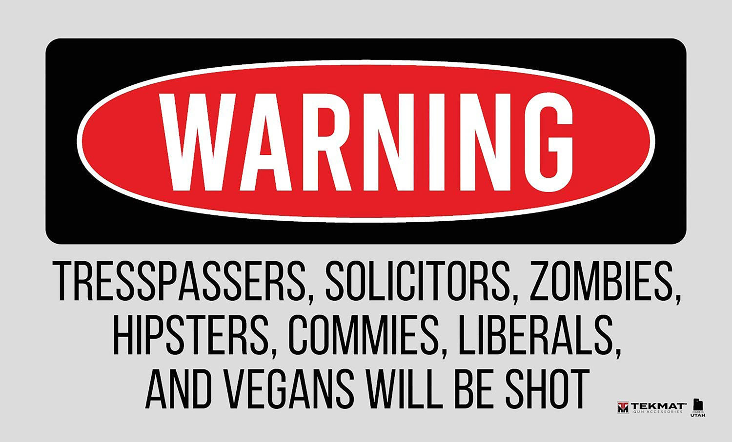 TekMat Trespassers Will Be Shot Non-Slip Rubber Door Mat 25x42 Inch