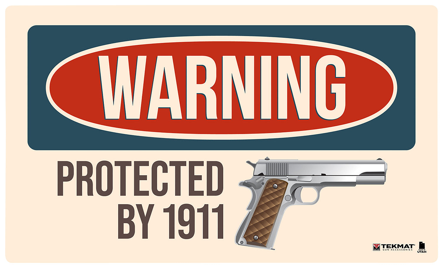 TekMat Warning Protected By 1911 Non-Slip Rubber Mat 25x42 Inch