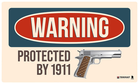 TekMat Warning Protected By 1911 Non-Slip Rubber Mat 25x42 Inch