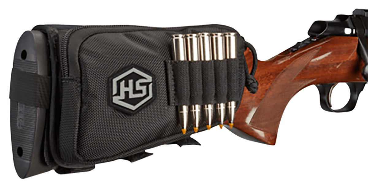 Hunters Specialties 01620 Black Polyester Rifle Shell Buttstock Holder w/Pouch 5 Rounds
