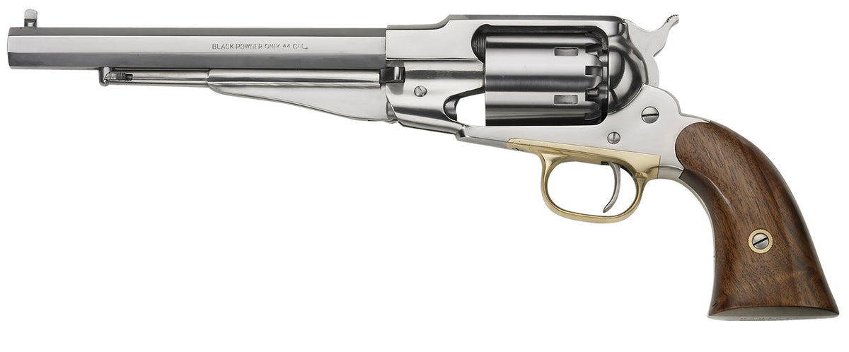 Pietta PF58SS448 1858 Remington Army 44 Cal 8" 6rd Stainless Steel Frame, Cylinder & Octagon Barrel, Walnut Grip, Brass Trigger Guard