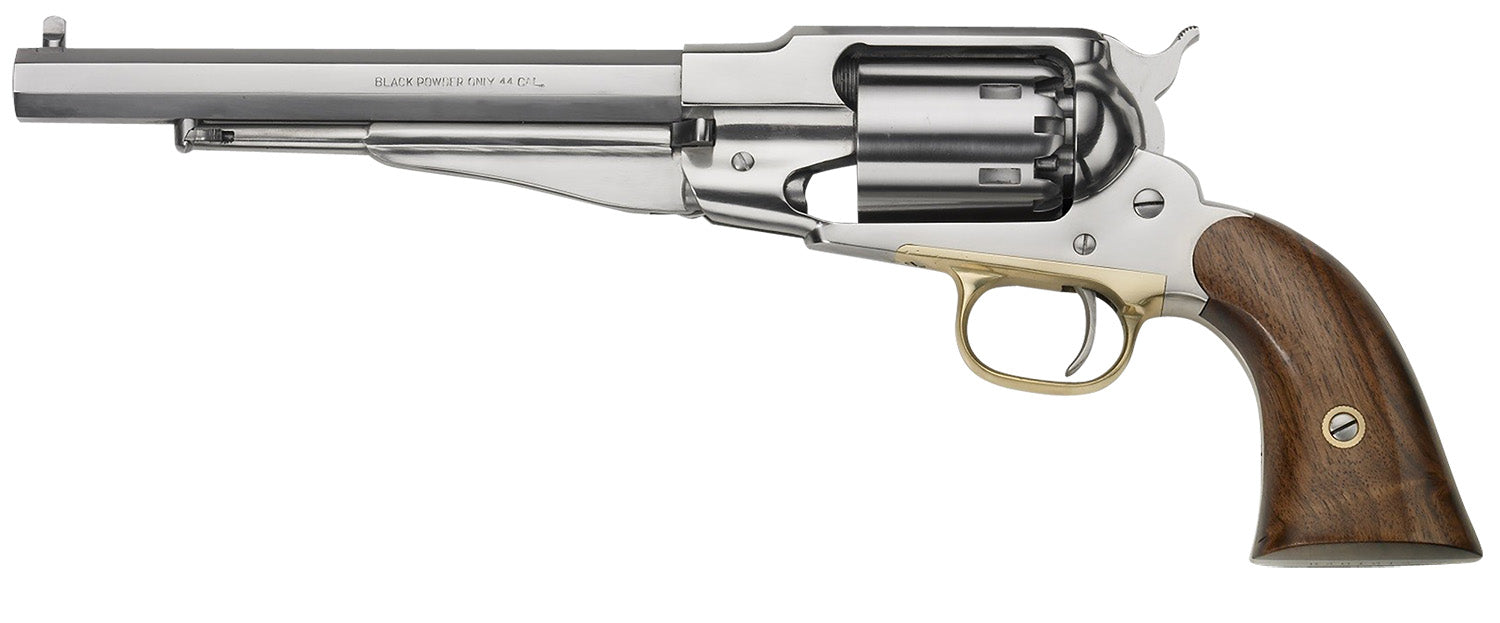 Pietta PF58SS448 1858 Remington Army 44 Cal 8" 6rd Stainless Steel Frame, Cylinder & Octagon Barrel, Walnut Grip, Brass Trigger Guard