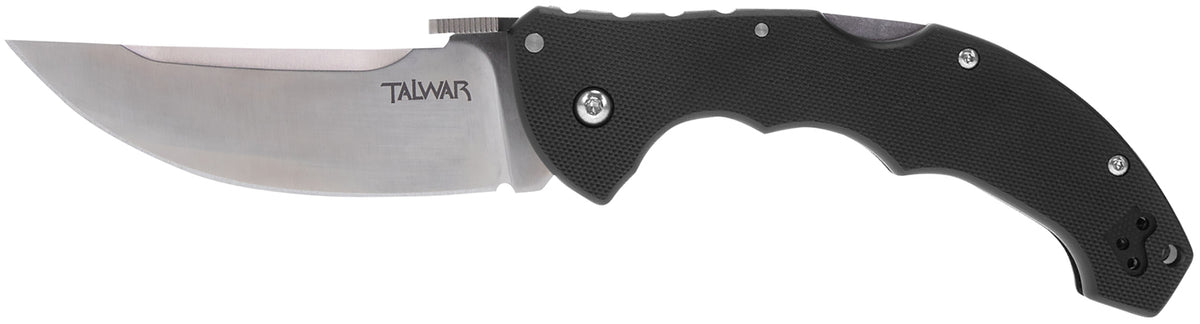 Cold Steel CS21TTL Talwar 4" Folding Plain Straight Back S35VN Steel Blade American G-10 Handle Tri-Ad Lock with Belt Clip