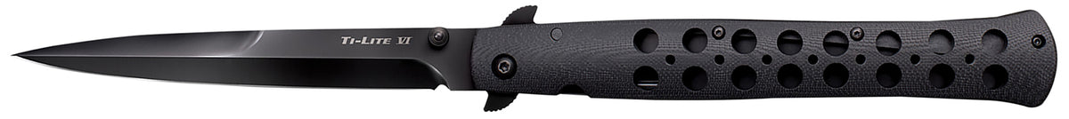 Cold Steel CS26C6AA Ti-Lite 6" Folding Plain Spear Point S35VN DLC Coated Blade Black G10 Handle Leaf Spring Lock with Belt Clip