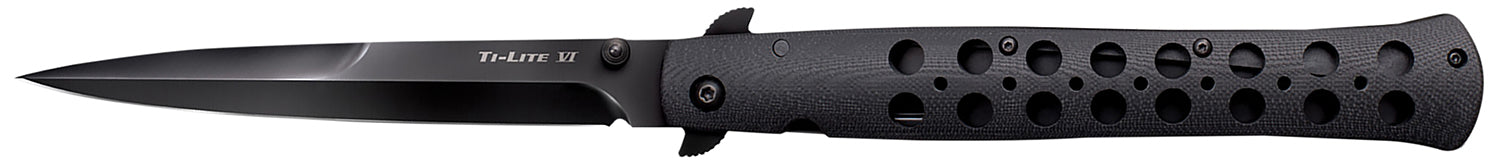 Cold Steel CS26C6AA Ti-Lite 6" Folding Plain Spear Point S35VN DLC Coated Blade Black G10 Handle Leaf Spring Lock with Belt Clip