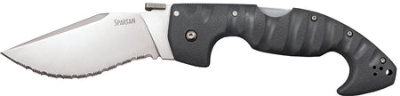 Cold Steel CS21SS Spartan Folding Knife 4.5" Serrated Satin Griv-Ex Blade Black Contoured Handle