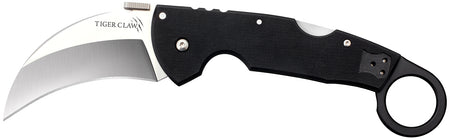 Cold Steel CS22C Tiger Claw Folding Knife 3.5" Hawkbill Stonewashed S35VN Blade G10 Handle Aluminum Ring