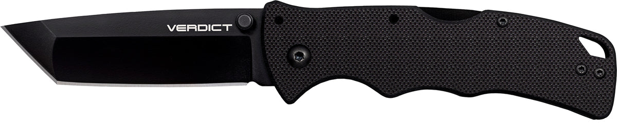 Cold Steel CSFLC3T10A Verdict Folding Knife 3" Tanto Plain Black Matte AUS-10A Blade Black G10 Handle