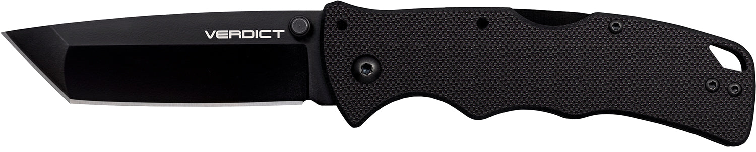 Cold Steel CSFLC3T10A Verdict Folding Knife 3" Tanto Plain Black Matte AUS-10A Blade Black G10 Handle
