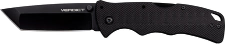 Cold Steel CSFLC3T10A Verdict Folding Knife 3" Tanto Plain Black Matte AUS-10A Blade Black G10 Handle