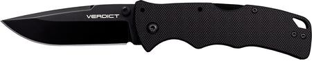 Cold Steel Verdict Folding Knife, 3" Spear Point Plain AUS-10A Blade, Black G10 Handle and Belt Clip