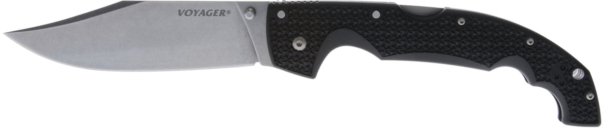 Cold Steel Voyager XL Folding Knife, 5.50" Drop Point AUS-10A Blade, Black Griv-Ex Handle with Belt Clip