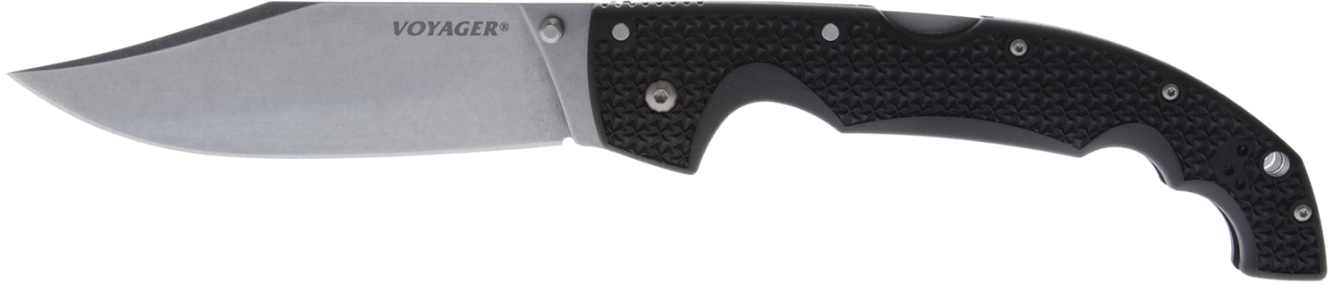 Cold Steel Voyager XL Folding Knife, 5.50" Drop Point AUS-10A Blade, Black Griv-Ex Handle with Belt Clip
