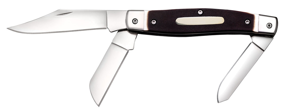Cold Steel Stockman Triple-Blade Folder, 8Cr13MoV Stainless Clip, Sheepsfoot and Spey Blades, Bone Handle