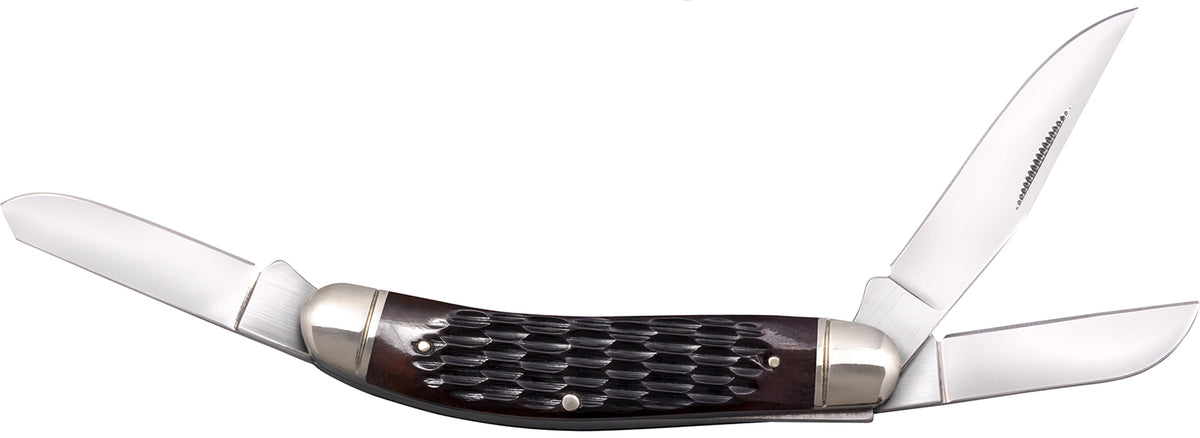 Cold Steel Gentleman's Stockman Folding Knife, Triple 8Cr13MoV Blades, Brown Bone Handle with Polished Bolsters