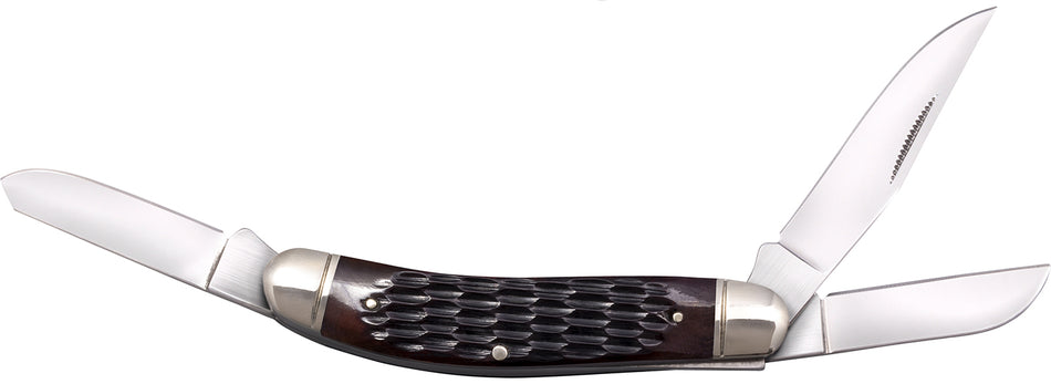 Cold Steel Gentleman's Stockman Folding Knife, Triple 8Cr13MoV Blades, Brown Bone Handle with Polished Bolsters