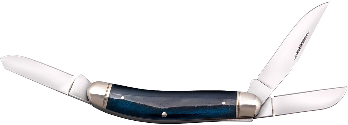 Cold Steel Gentleman's Stockman Folding Knife, Triple 8Cr13MoV Blades, Dark Blue Bone Handle and Polished Bolsters