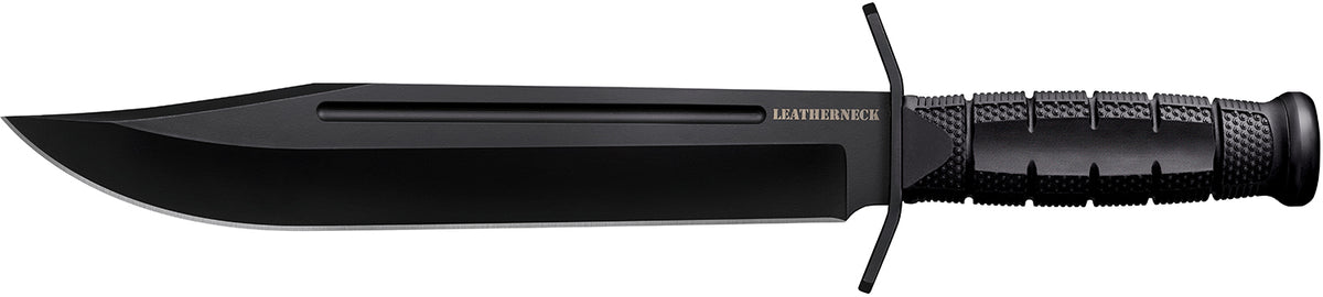 Cold Steel Leatherneck Bowie Fixed Blade Knife, 10.50" Black D2 Steel Blade, Kray-Ex Handle with Curved Quillons