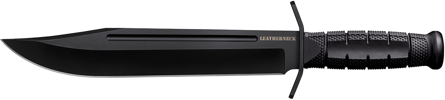 Cold Steel Leatherneck Bowie Fixed Blade Knife, 10.50" Black D2 Steel Blade, Kray-Ex Handle with Curved Quillons