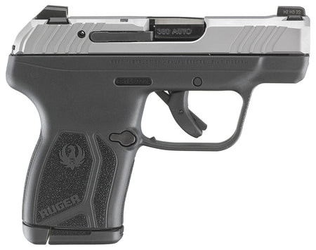 Ruger 13744 LCP Max Compact 380 ACP 10+1 2.80" Black Oxide Steel Barrel, Matte Stainless Serrated Slide, Black Polymer Frame w/Serrated Trigger Guard w/Black Nylon Grip