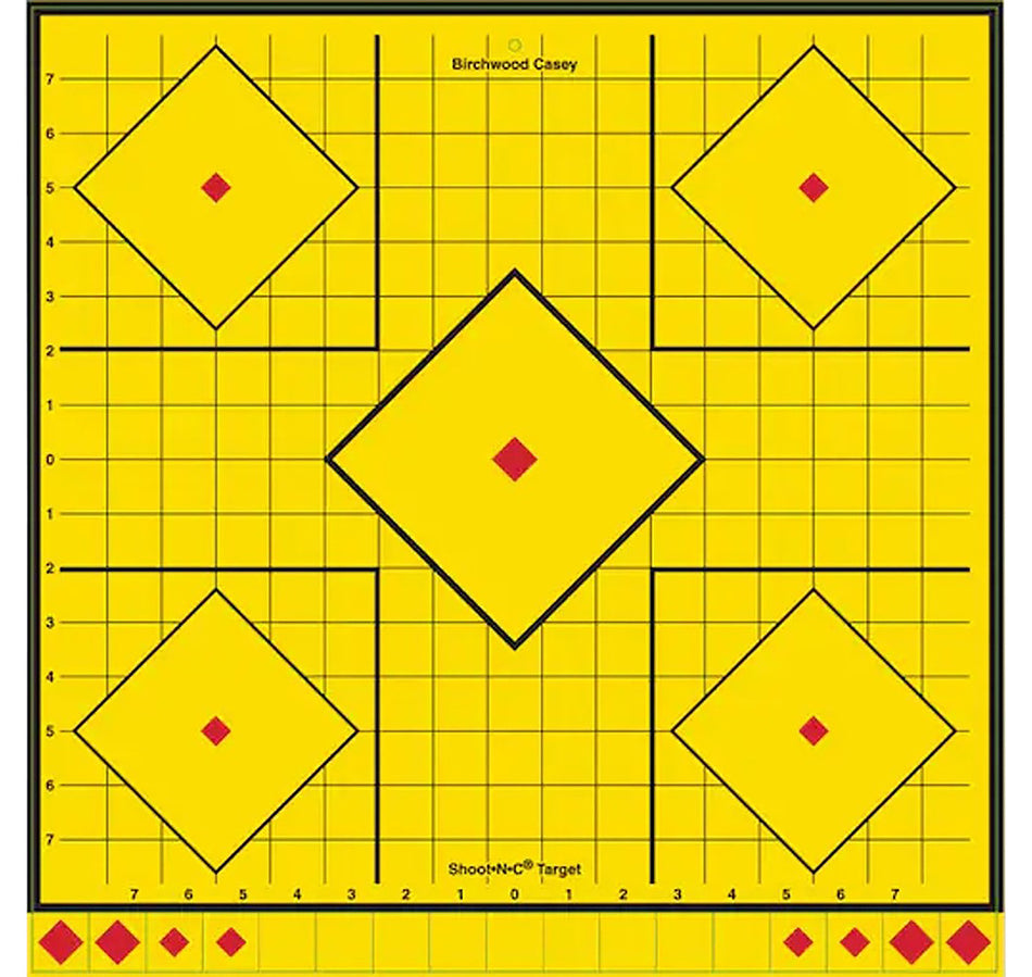 Birchwood Casey LRSIT-5PK Long Range Self-Stick 5-Diamond Target 17.75" Yellow 5 Pack