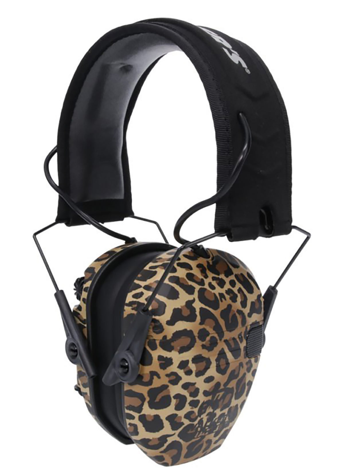 Walker's GWPRSEM-LEO 23 dB Razor Slim Electronic Muff Leopard Print Black HD Speakers