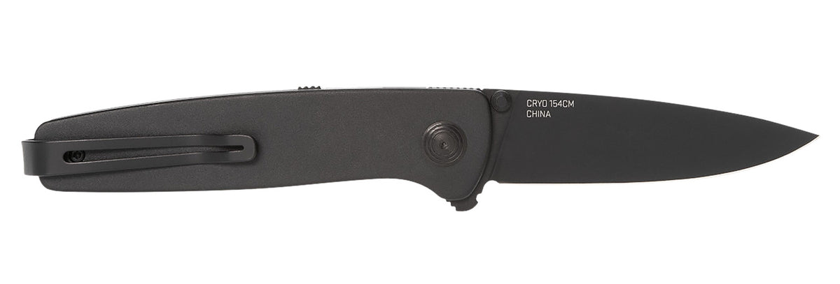 S.O.G Twitch III Folding Pocket Knife 3.10" Drop Point 154CM Steel Blade Black TiNi Finish Black Aluminum Handle