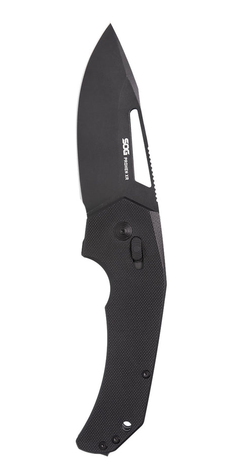 S.O.G Prohen XR Folding Pocket Knife 3.35" Drop Point Cryo D2 Blade Black TiNi Finish Textured G10 Handle with Thumb Hole