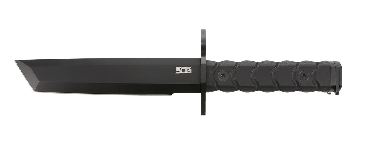 S.O.G Bayonet Fixed Blade 7.00" Tanto Style Black Finish Blade G-10 Handle with Barrel Ring and Hip Sheath