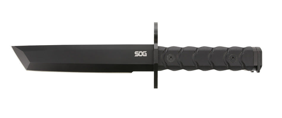 S.O.G Bayonet Fixed Blade 7.00" Tanto Style Black Finish Blade G-10 Handle with Barrel Ring and Hip Sheath