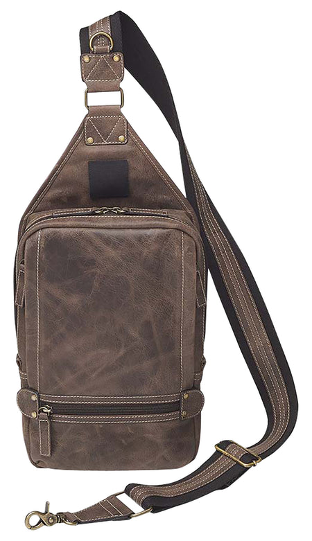 GTMCZY108 Gun Tote'n Mamas Brown Buffalo Leather Sling Backpack w/ Holster