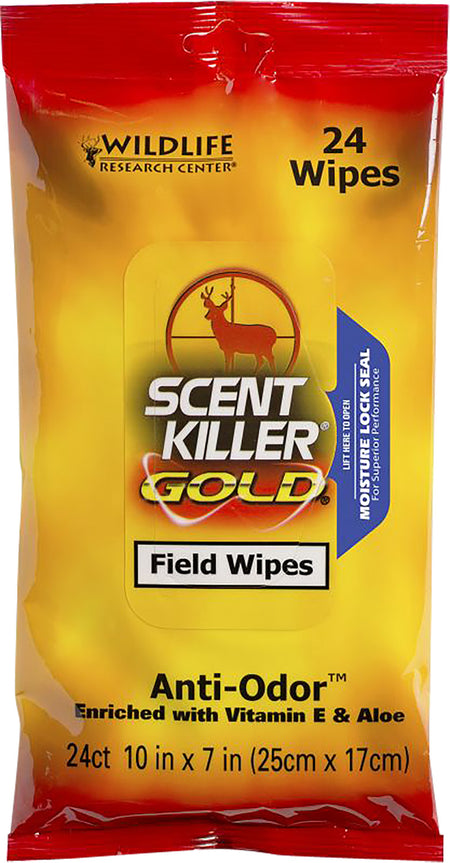 Wildlife Research Scent Killer Gold Anti-Odor Field Body Wipes for Hunters 24 Pack