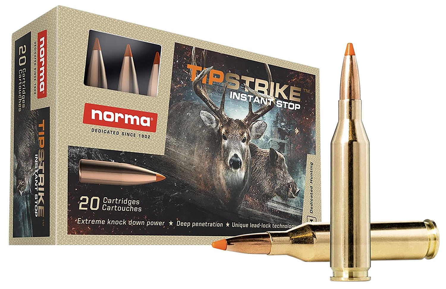 Norma Dedicated Hunting Tipstrike Polymer Tip 76 Grain .243 Winchester 3445 fps 7393923320632