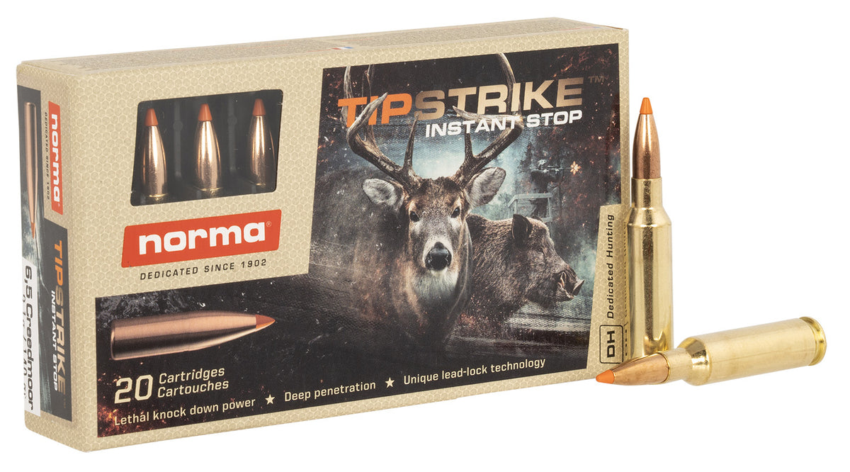 Norma 6.5mm Creedmoor Dedicated Hunting Tipstrike 140 grain Polymer Tip ammunition
