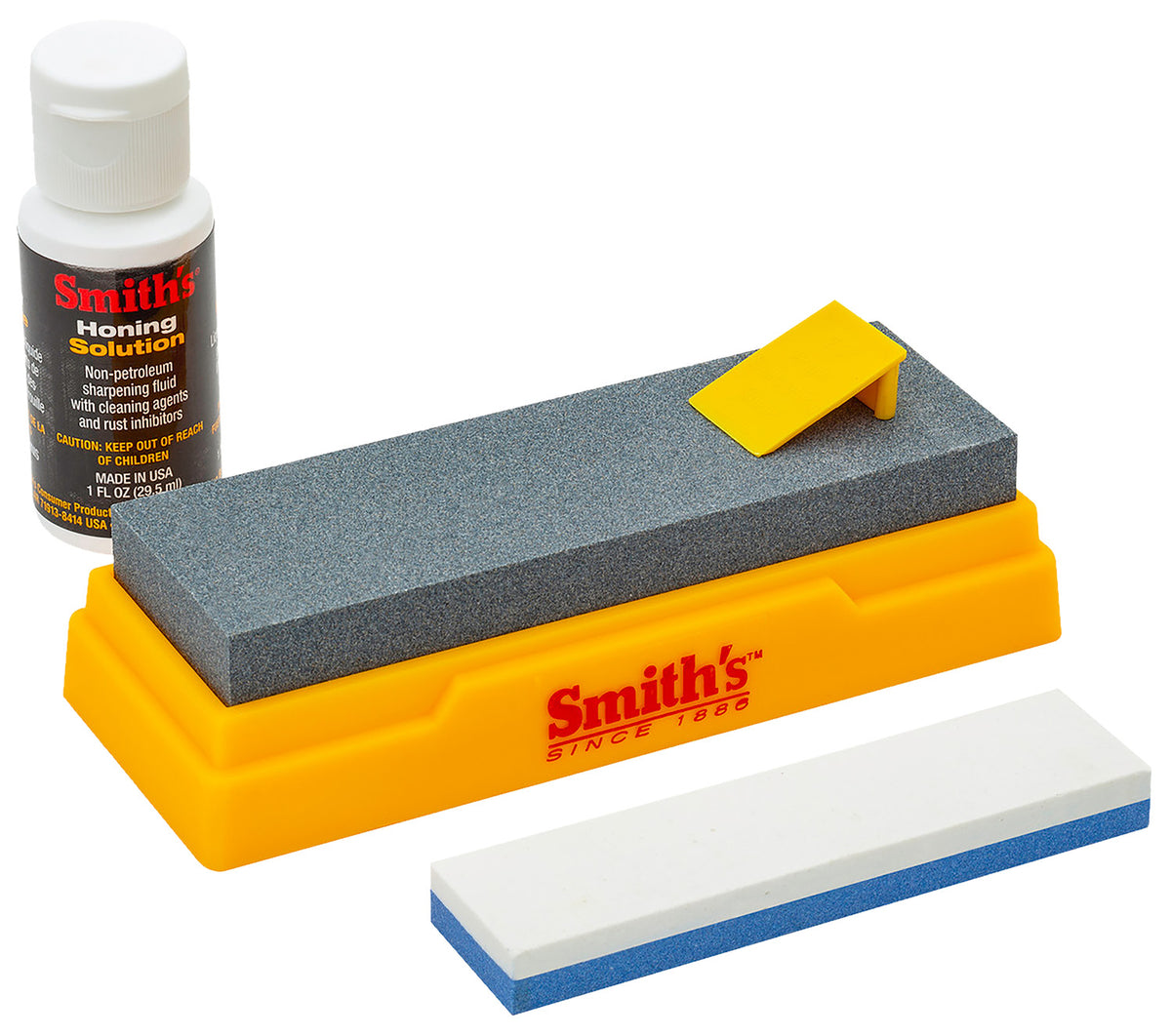 Smiths Products 51328 Synthetic Combination Bench Stone Knife Sharpener Kit with Honing Solution