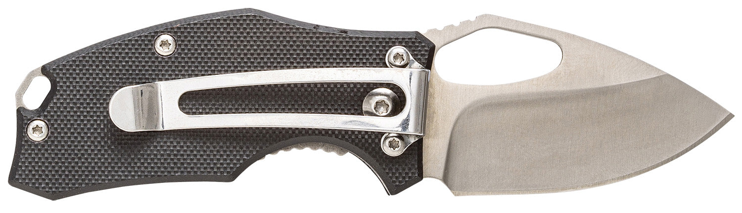 Smiths Lil Choncho 2.20" Folding Pocket Knife Plain Polished 400 SS Blade Black G10 Handle Lanyard Hole