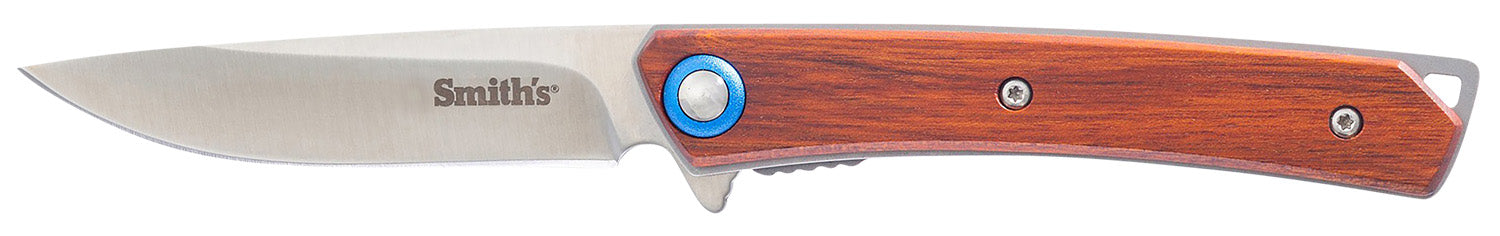 Smiths Ecesis 3" EDC Folding Knife Plain 3Cr13MoV SS Blade Natural Wood Black Stainless Handle