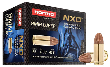 Norma Self Defense NXD Injection Molded Copper Projectile 65 Grain 9mm Luger/Parabellum 1730 fps 810036150170