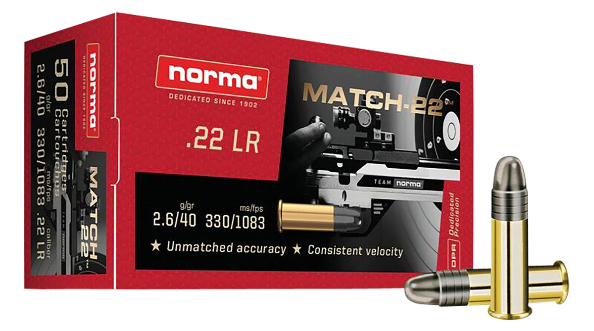 Norma Dedicated Precision Match Lead Round Nose 40 Grain .22 Long Rifle 1083 fps 4000294250767