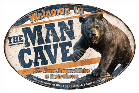 Rivers Edge Man Cave Bear Decorative Tin Sign 12" x 17"