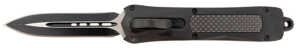 Steel River A163BD Spartan OTF Dagger 3.50" Plain Edge Black/Silver 440C Stainless Steel Blade Black Carbon Fiber Inlay Handle