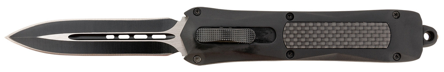 Steel River A163BD Spartan OTF Dagger 3.50" Plain Edge Black/Silver 440C Stainless Steel Blade Black Carbon Fiber Inlay Handle