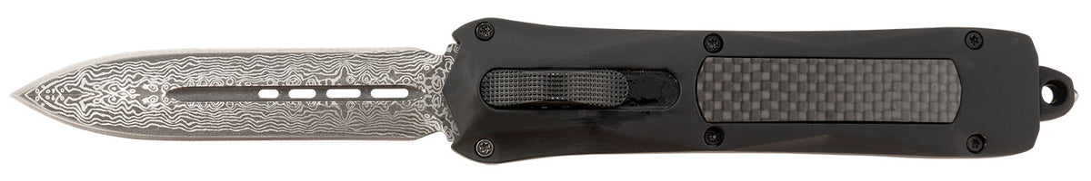 Steel River A163BDD Spartan OTF Dagger 3.50" Damascus Blade Black Carbon Fiber Inlay Zinc Alloy Handle