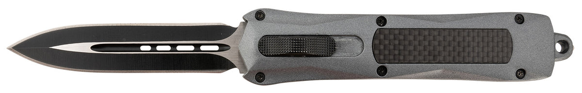 Steel River A163BD Spartan OTF Dagger 3.50" Plain Edge Black/Silver 440C Stainless Steel Blade Gray Carbon Fiber Inlay Handle