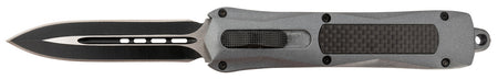 Steel River A163BD Spartan OTF Dagger 3.50" Plain Edge Black/Silver 440C Stainless Steel Blade Gray Carbon Fiber Inlay Handle