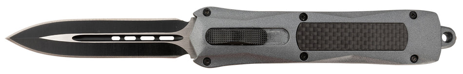 Steel River A163BD Spartan OTF Dagger 3.50" Plain Edge Black/Silver 440C Stainless Steel Blade Gray Carbon Fiber Inlay Handle