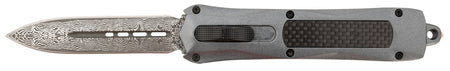 Steel River A163BDD Spartan OTF Dagger 3.50" Damascus Blade Gray Carbon Fiber Inlay Zinc Alloy Handle