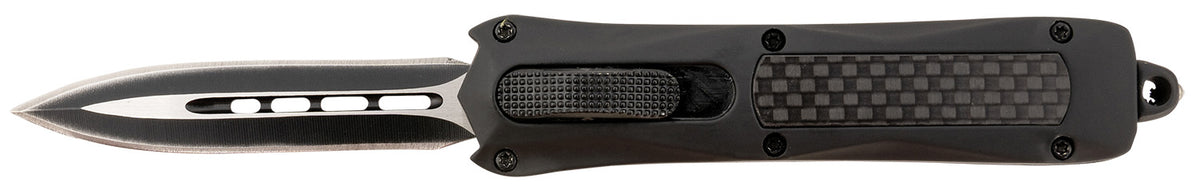Steel River MA163BD Spartan Mini OTF Dagger 2.70" Plain Edge 440C Stainless Steel Blade Black Carbon Fiber Inlay Handle